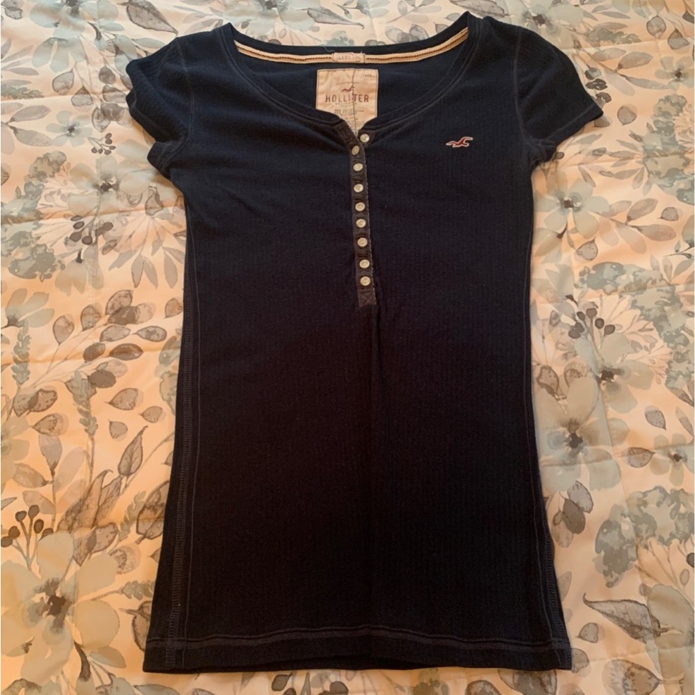 Hollister Navy Long Sleeve Henley